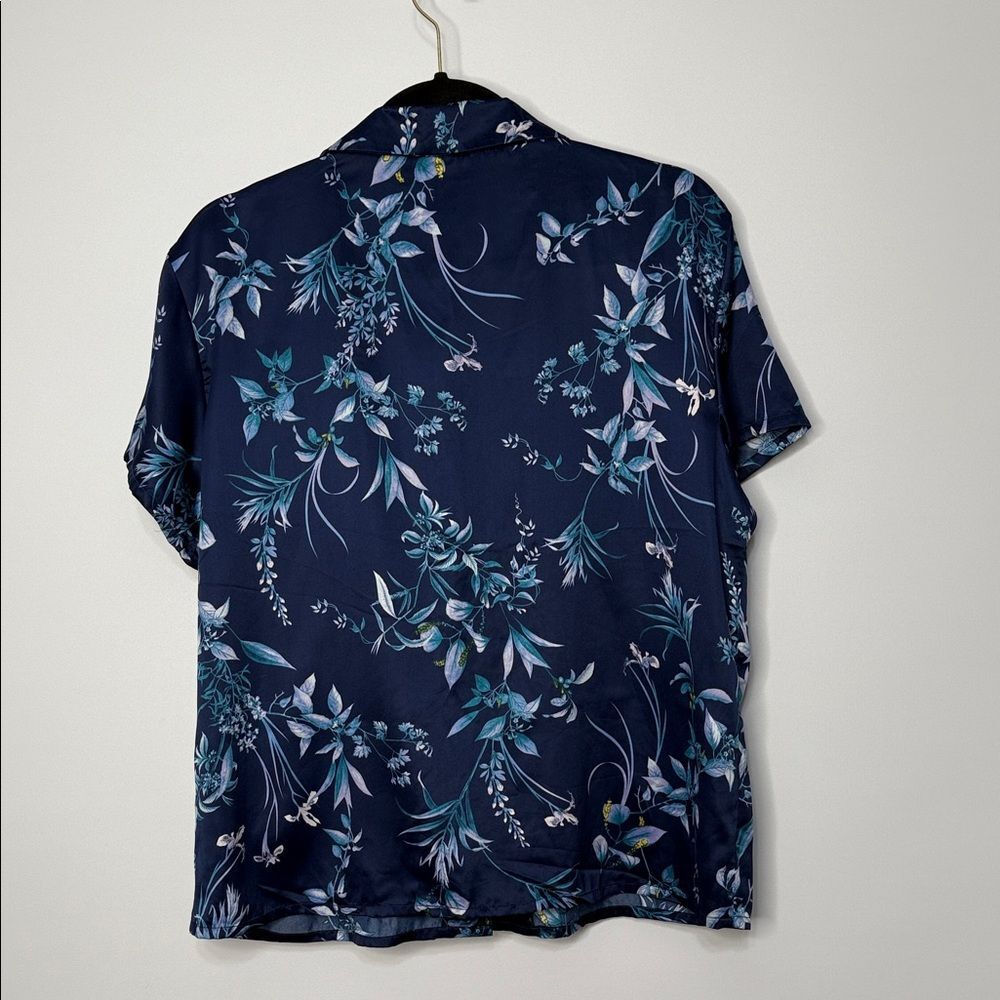 Flora by Flora Nikrooz Floral Navy Blue Short Sleeve Pajama Set Size Large - Picture 8 of 12